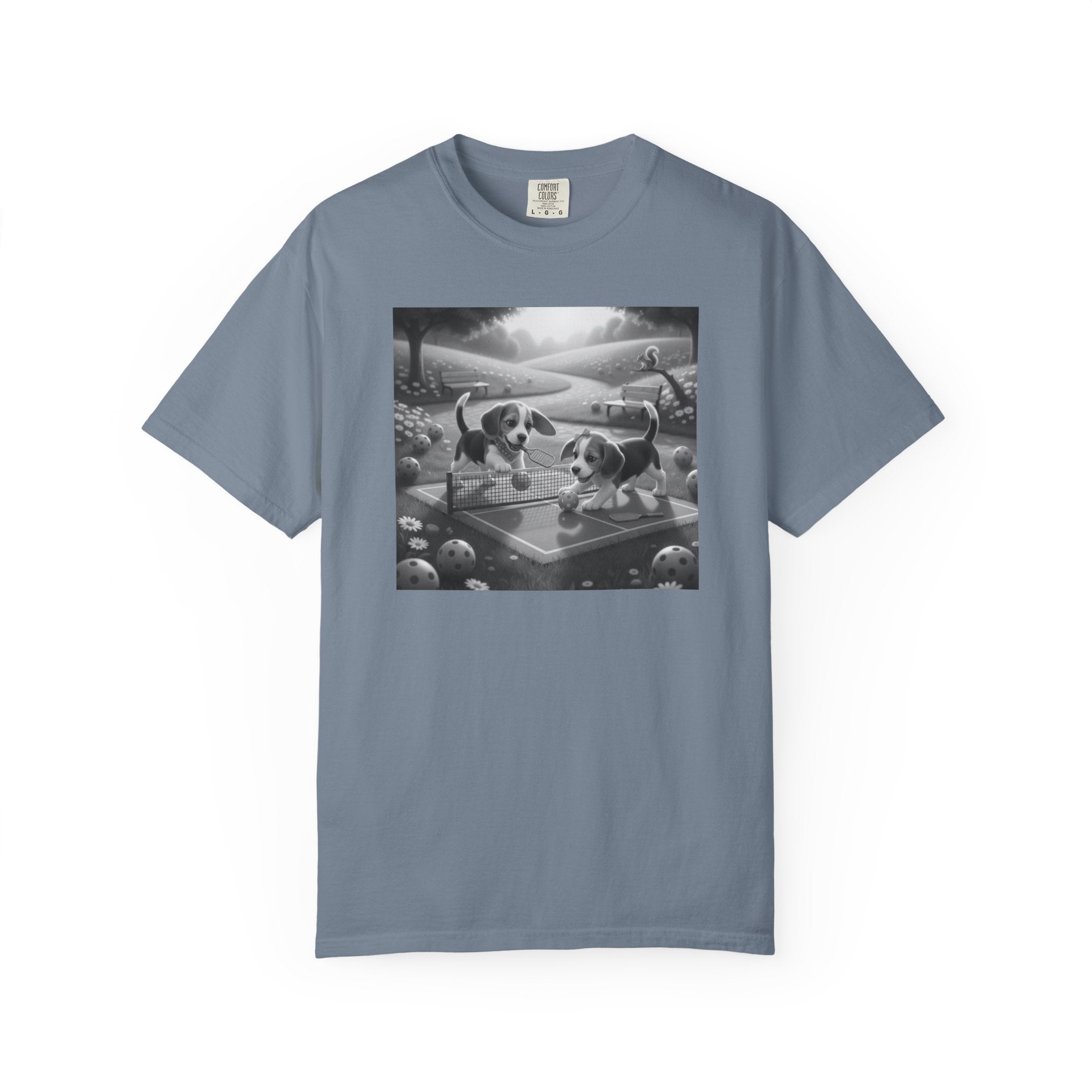 Pickleball Beagle Puppies T-shirt | Monochrome Dog Art
