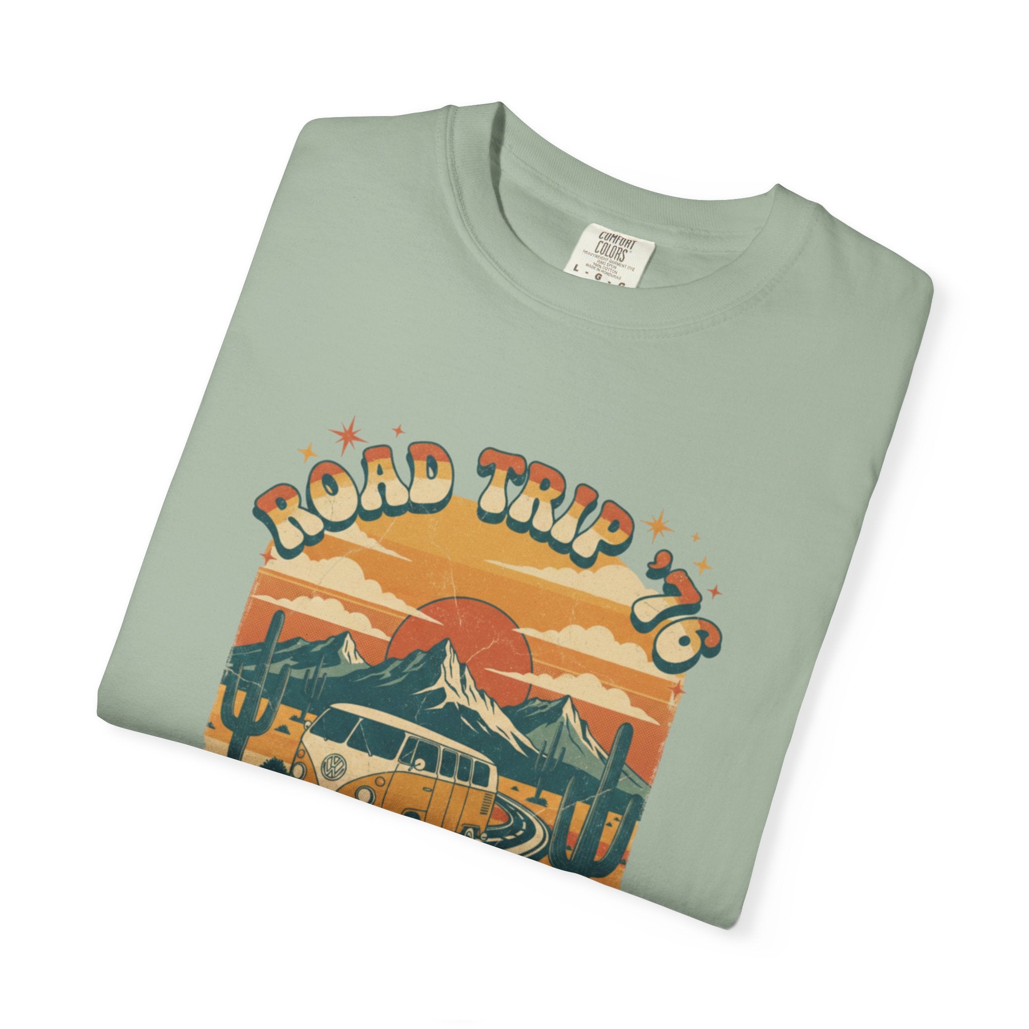 Road Trip '76 T-shirt | Vintage Camper Van Sunset Graphic
