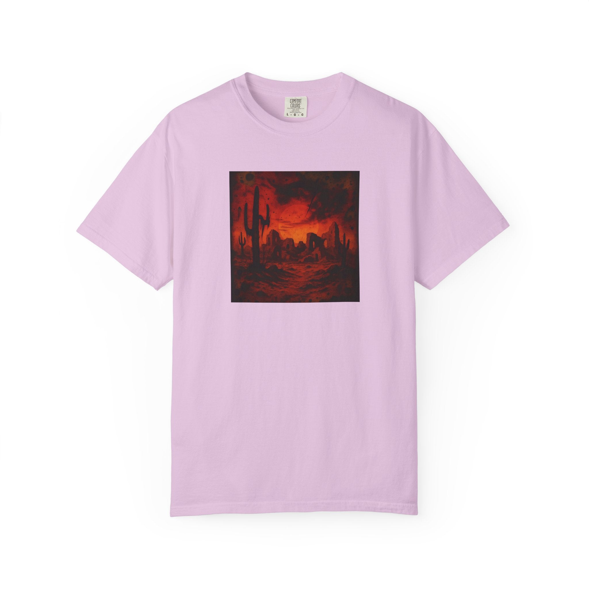 Red Desert Sunset T-shirt | Cactus Landscape, Moody Western Scene