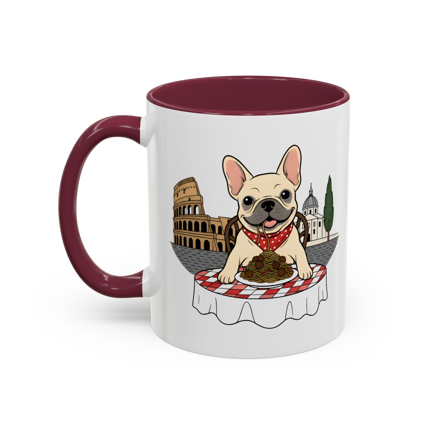French Bulldog Pasta in Rome Mug | Ceramic Coffee Cup