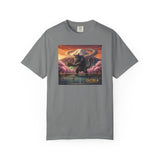Catzilla Pickleball Destroyer T-shirt | Kaiju Cat Samurai, Mount Fuji Cherry Blossoms