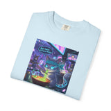 Cyberpunk Cat T-shirt | Neon Magic Potion Street Scene