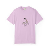 French Bulldog on Bicycle T-shirt | Cute Dog Illustration, 'Oui!' Text