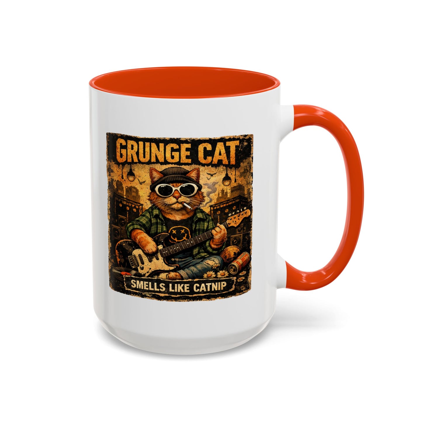 Grunge Cat Smells Like Catnip Mug | Ceramic Coffee Cup