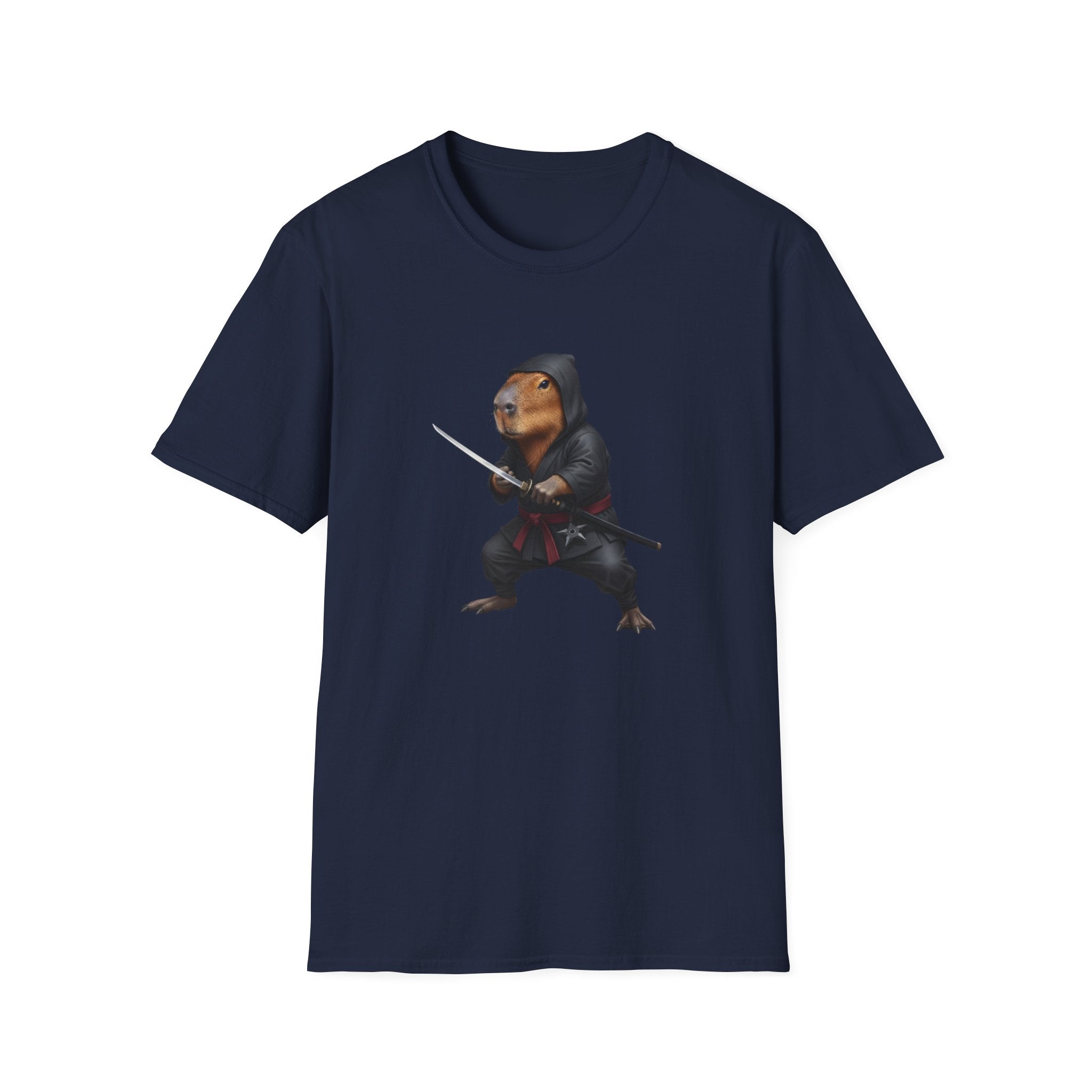 Stealthy Capybara Warrior T-Shirt | Zen Assassin Tactical Capy