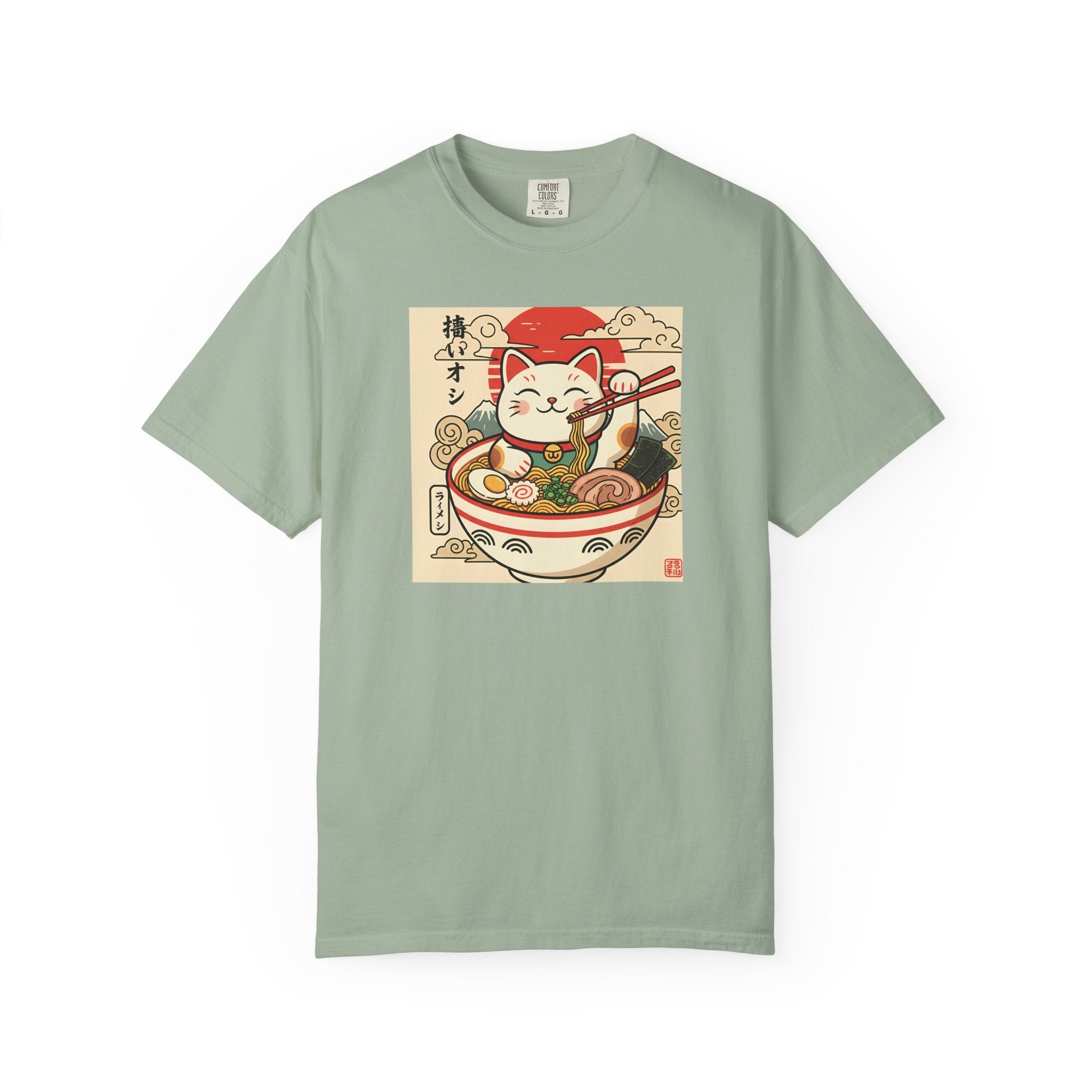 Maneki Neko Ramen Cat T-shirt | Lucky Cat Bowl Graphic Japanese Style