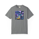 Cyberpunk Cat T-shirt | Neon Magic Potion Street Scene