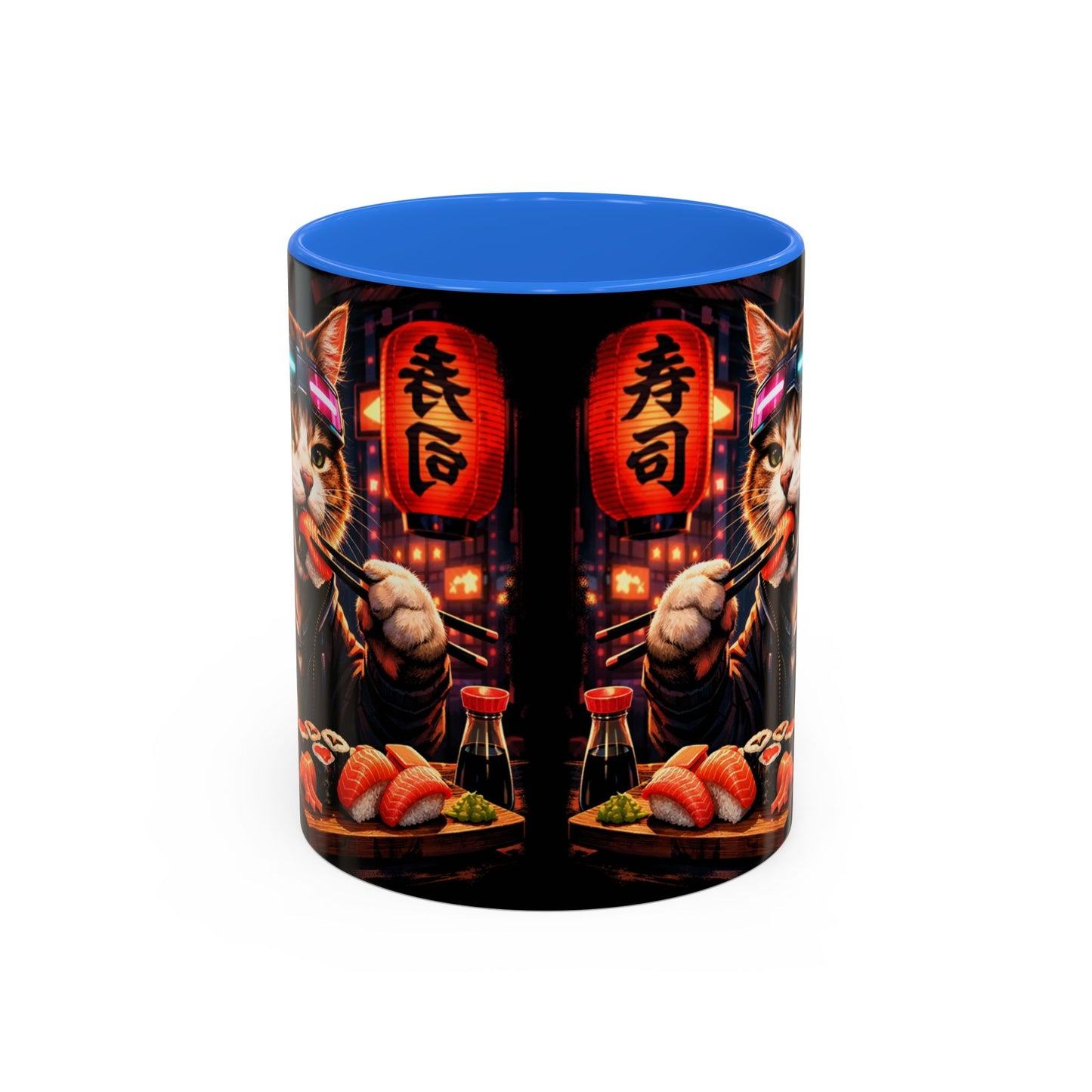 Cyberpunk Sushi Cat Mug | 11oz 15oz Ceramic Coffee Cup