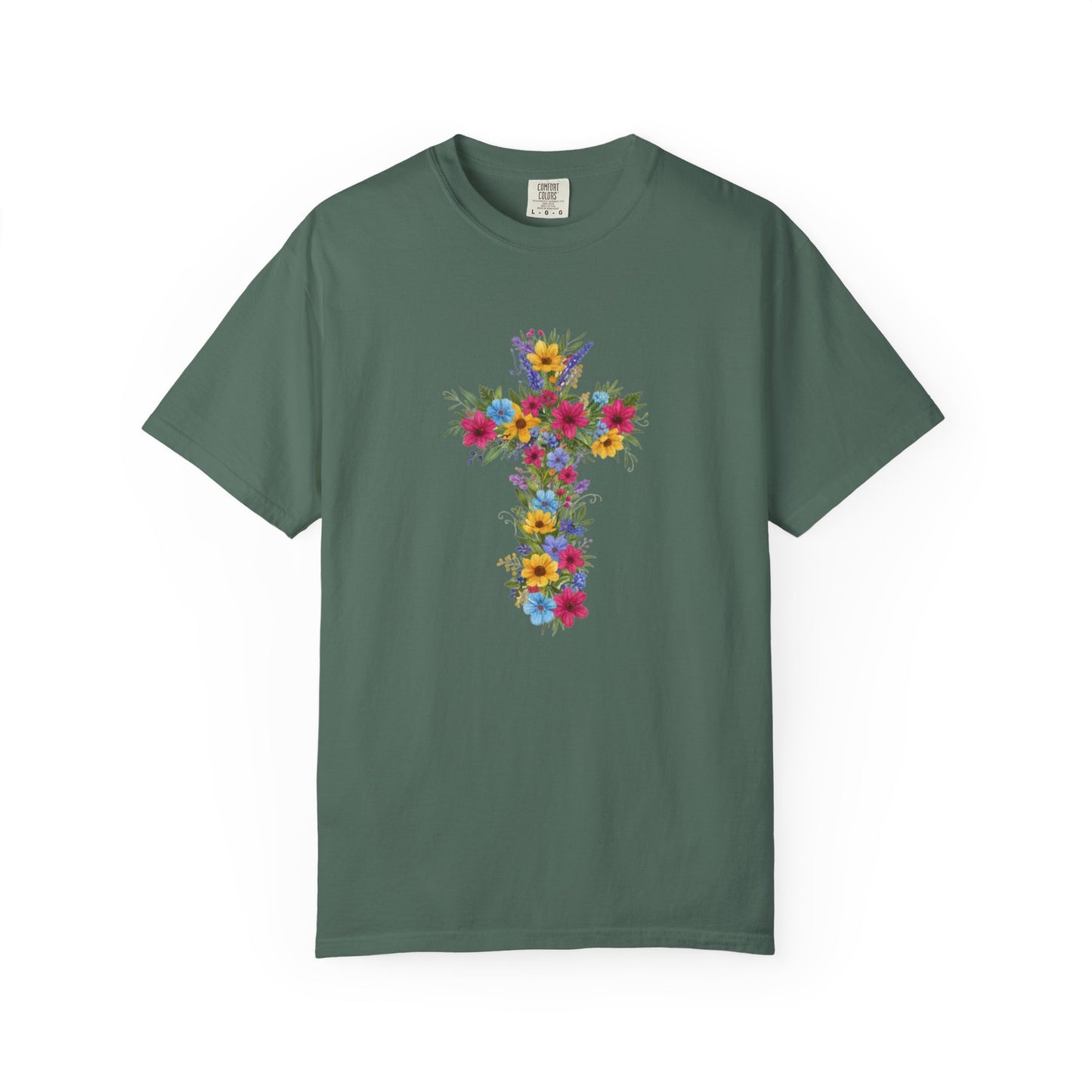 Floral Cross T-shirt | Colorful Flower Cross Tee, Christian Faith Shirt
