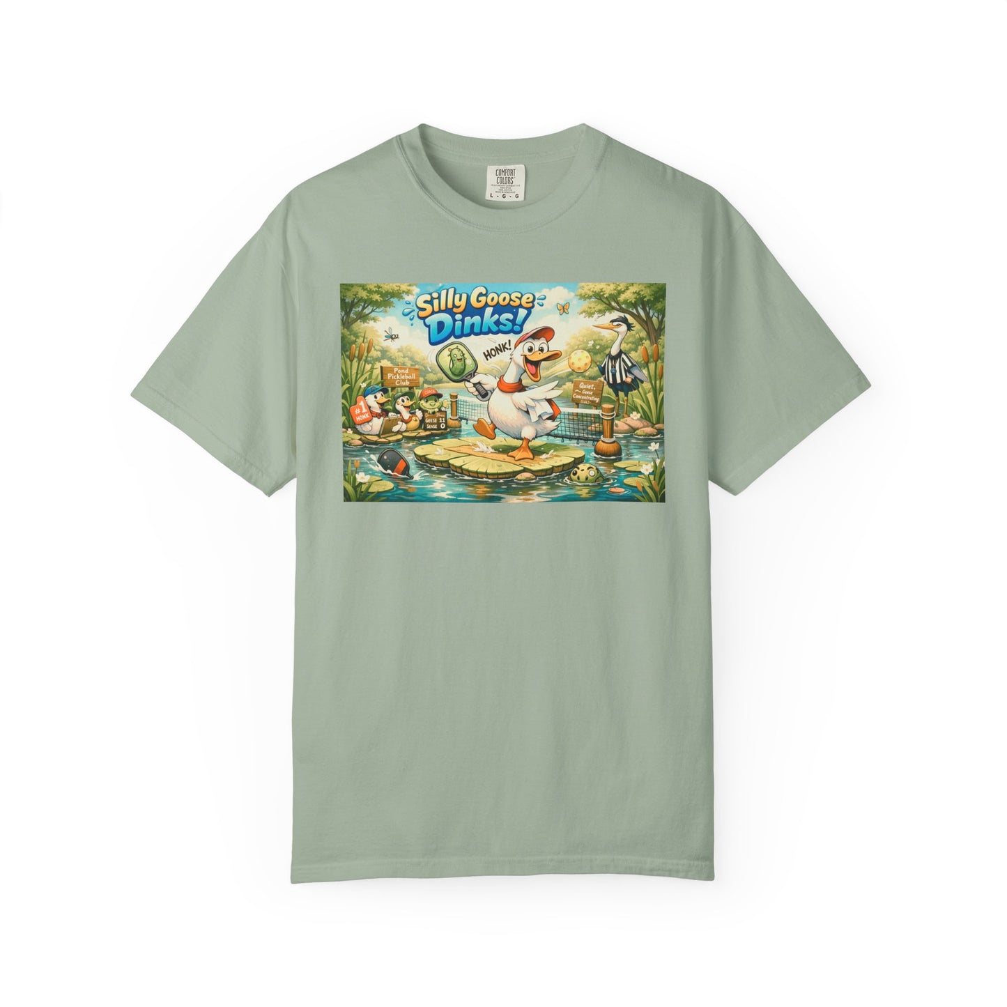 Silly Goose Dinks Cartoon Goose T-Shirt | Vintage Picnic Pond Illustration