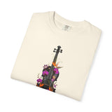 Floral Violin T-shirt | Botanical Music Instrument Tee