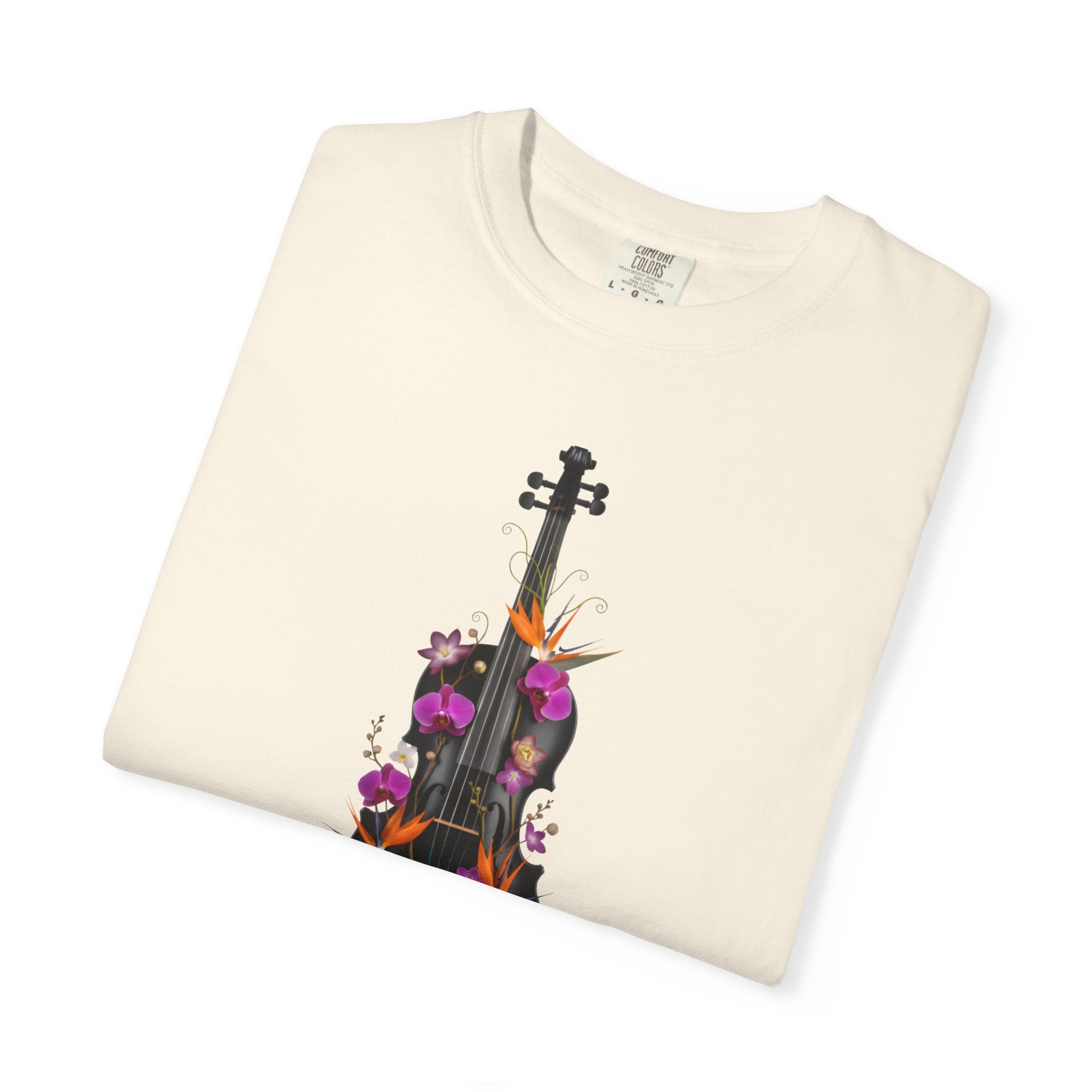 Floral Violin T-shirt | Botanical Music Instrument Tee