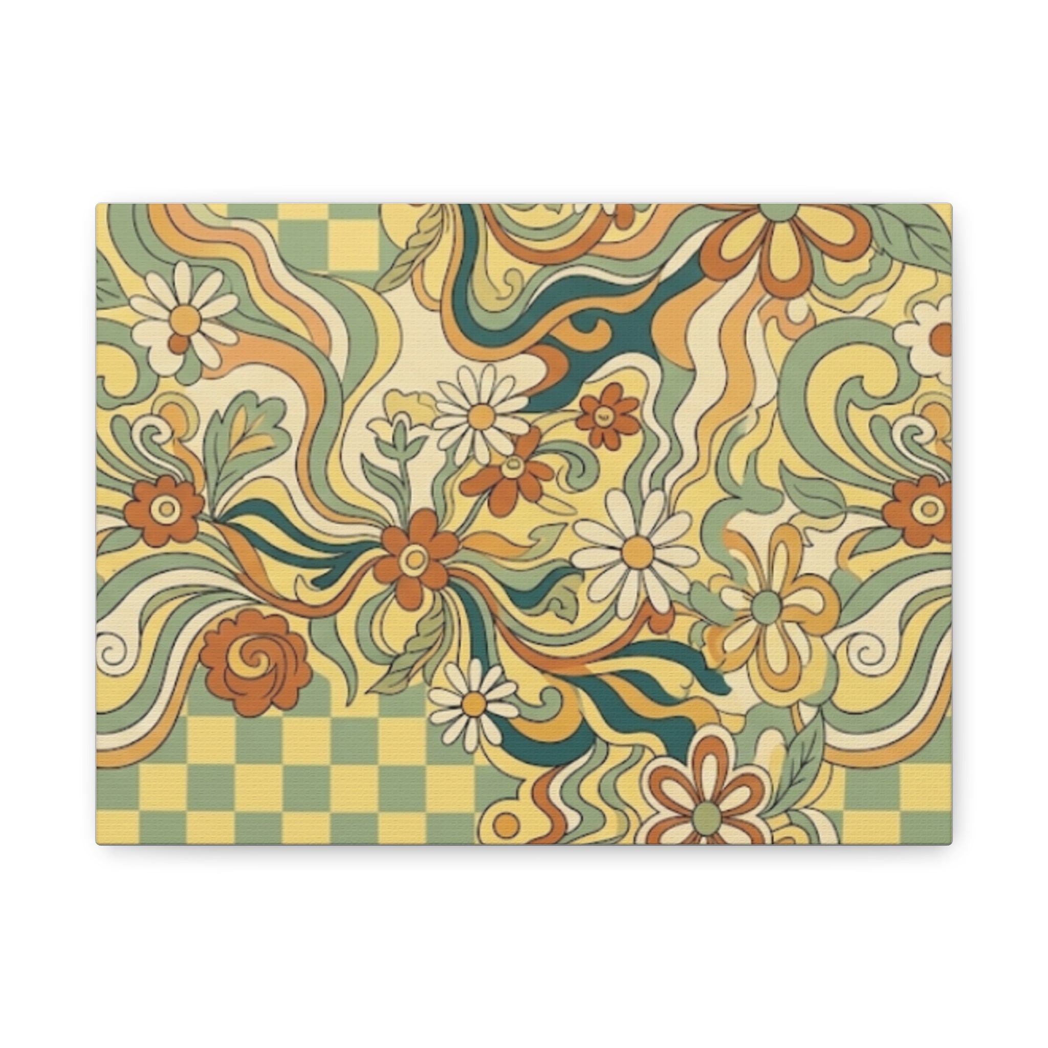 Retro Floral Swirl Matte Canvas