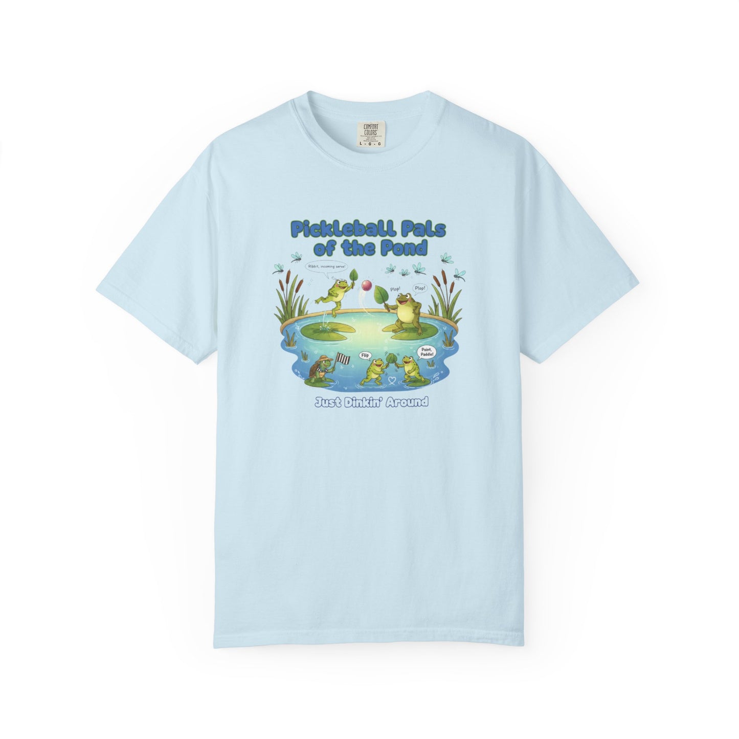 Pickleball Pals of the Pond T-Shirt | Cute Frog Pond Illustration