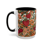Vintage Cherry Strawberry Pattern Accent Mug | 11oz 15oz