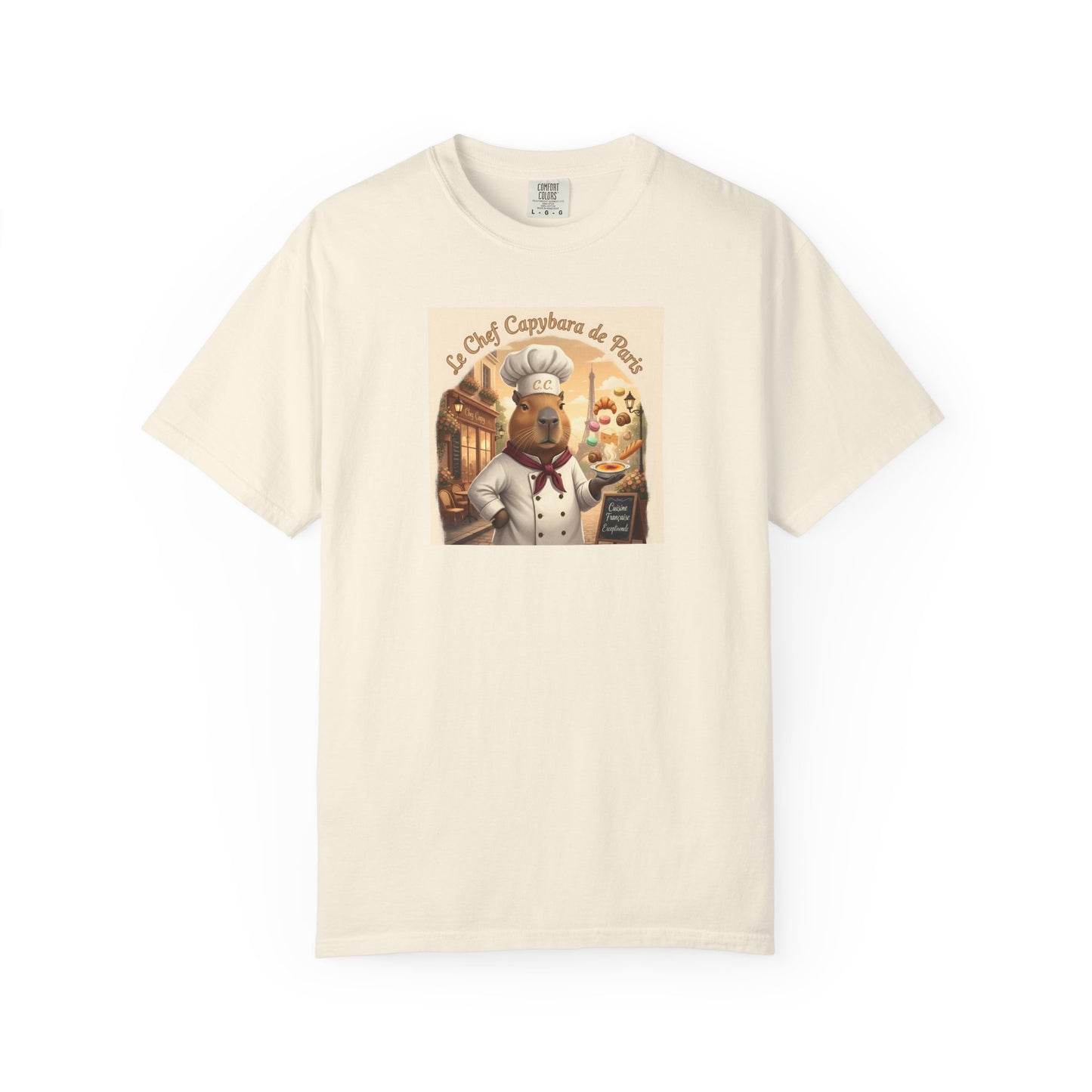 Vintage French Pâtissier Capybara Chef T-shirt | Bakery Illustration