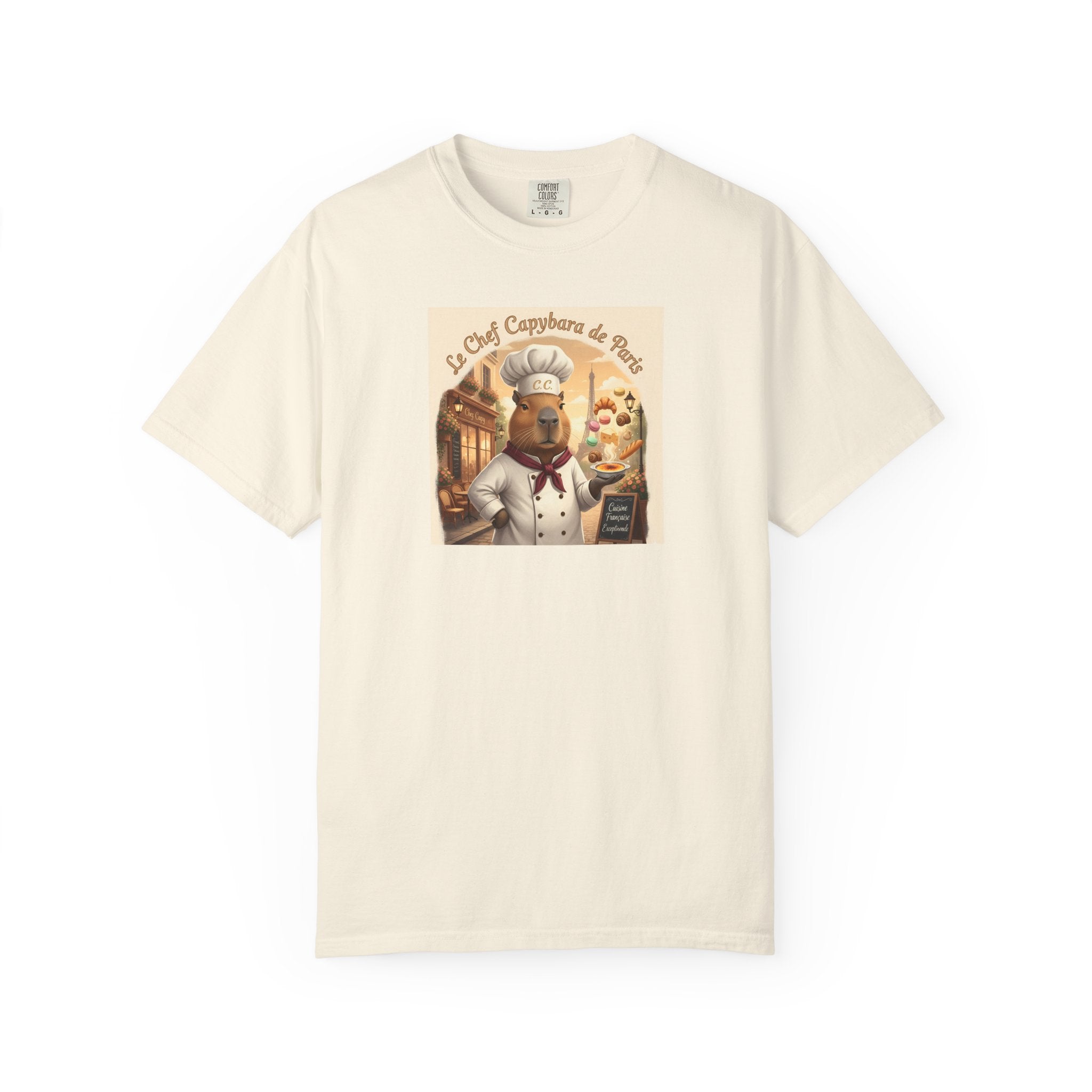 Vintage French Pâtissier Capybara Chef T-shirt | Bakery Illustration