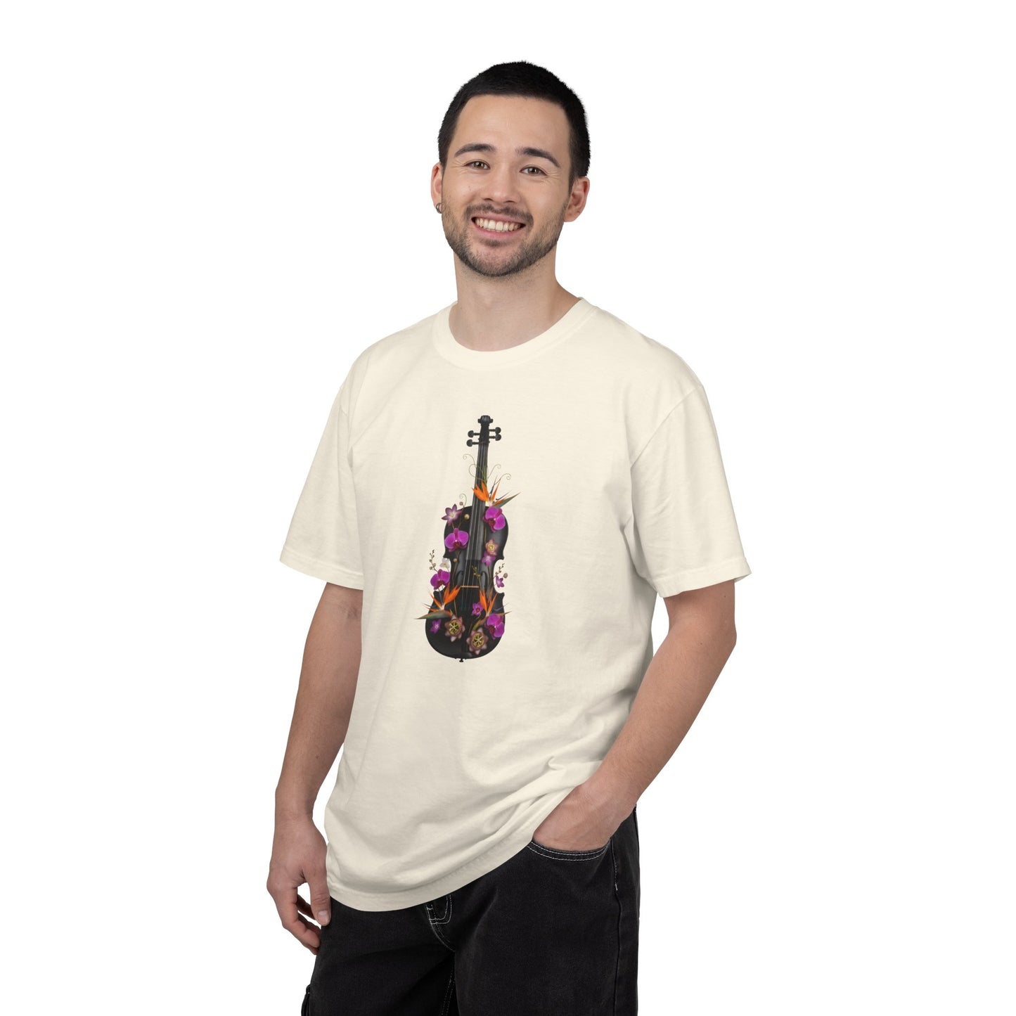 Floral Violin T-shirt | Botanical Music Instrument Tee