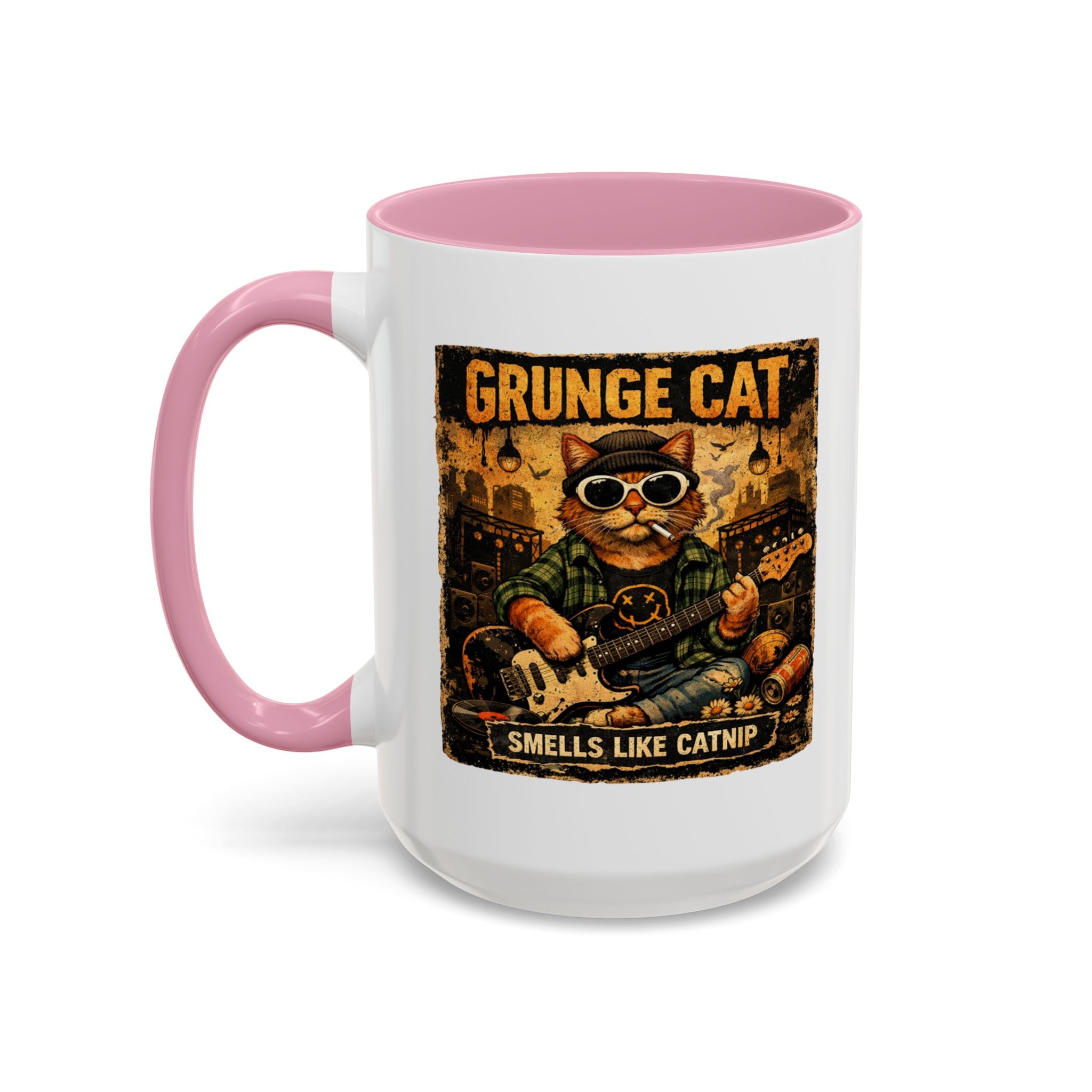 Grunge Cat Smells Like Catnip Mug | Ceramic Coffee Cup