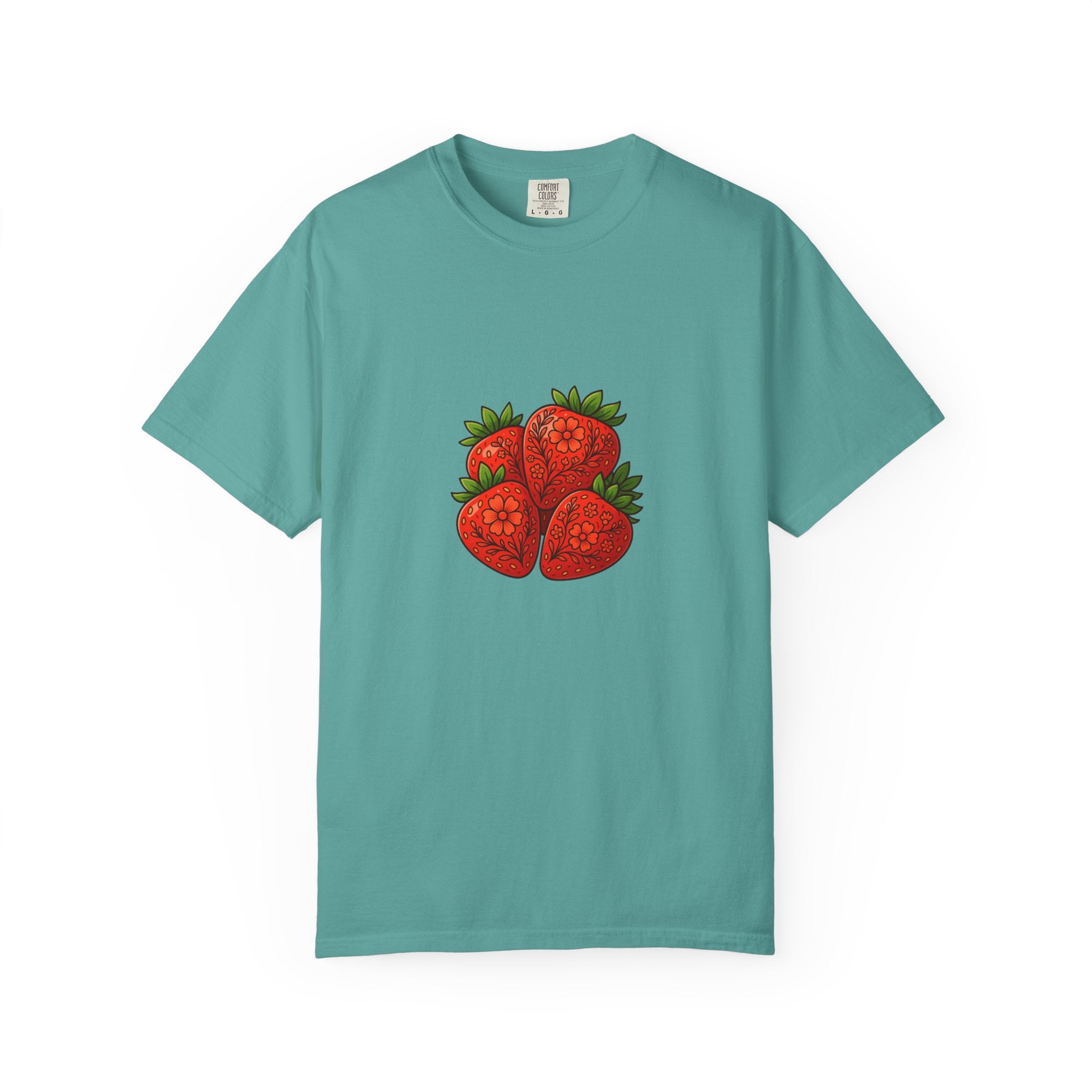 Strawberry Cluster T-shirt | Retro Floral Fruit Illustration