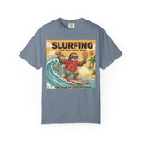 Slurfing Surfing Sloth T-Shirt | Retro Beach Wave Illustration