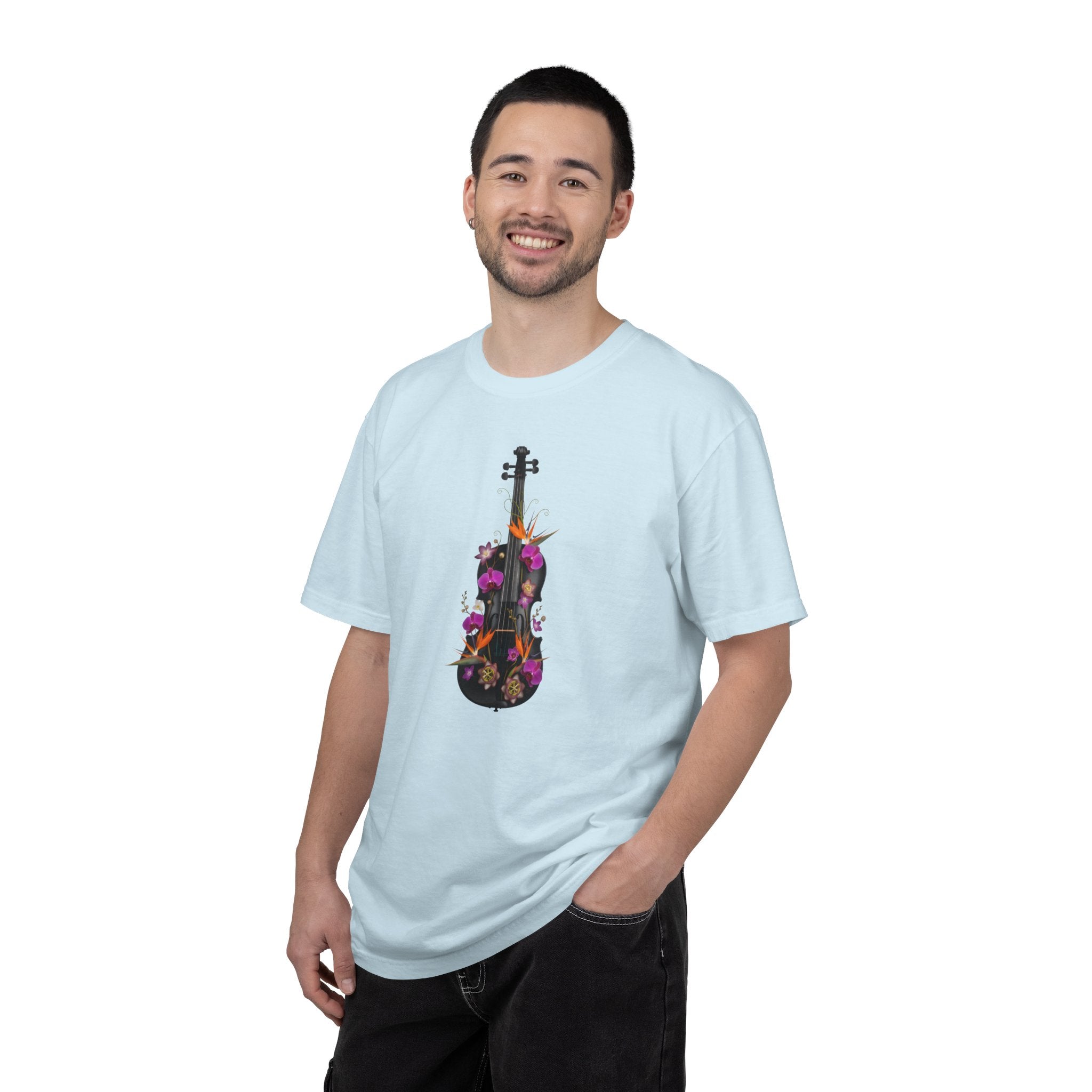 Floral Violin T-shirt | Botanical Music Instrument Tee