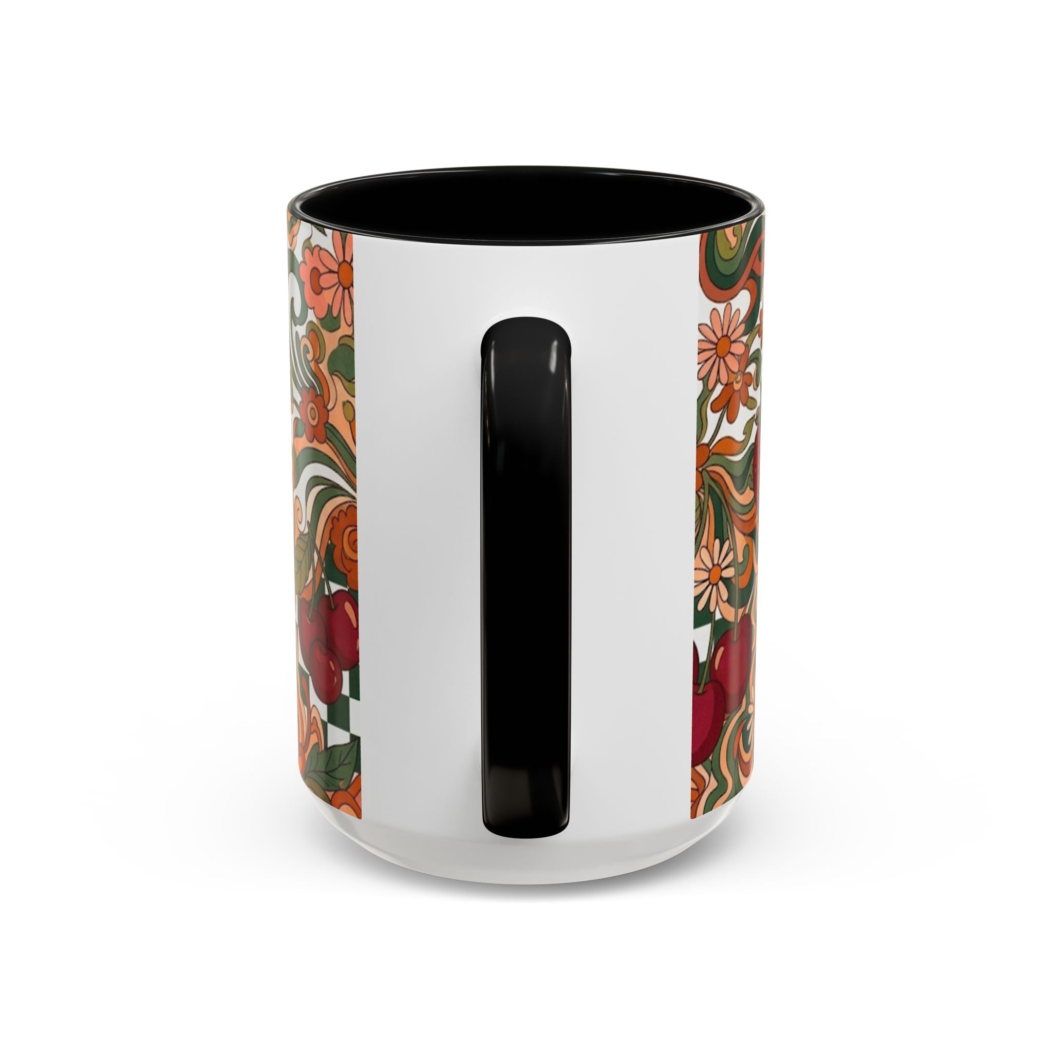 Vintage Cherry Strawberry Pattern Accent Mug | 11oz 15oz