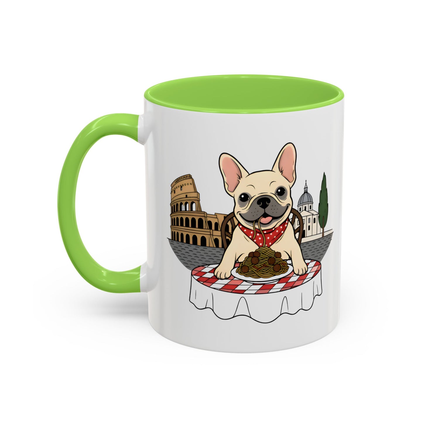 French Bulldog Pasta in Rome Mug | Ceramic Coffee Cup