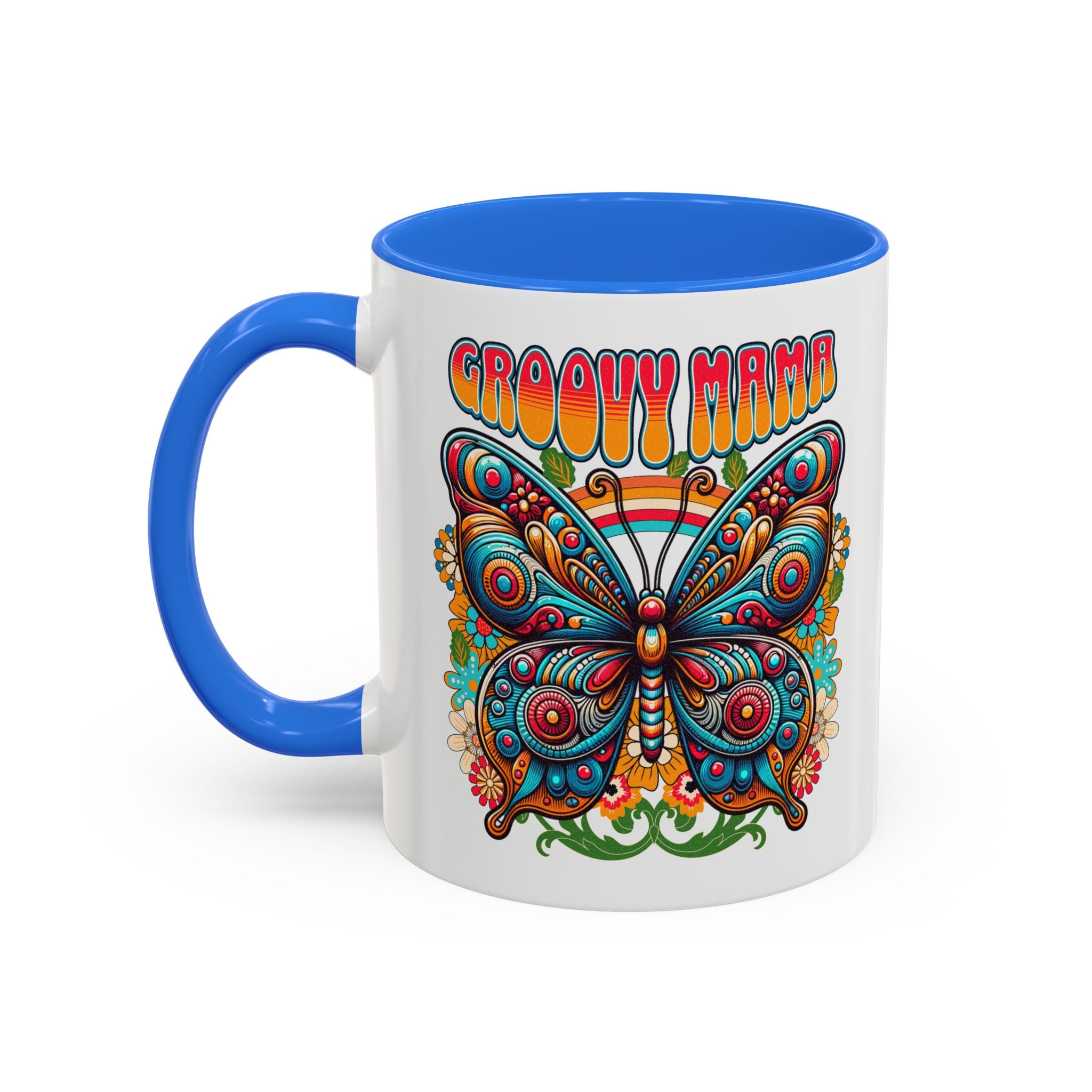 Groovy Mama Butterfly Mug | Retro Psychedelic Floral Design