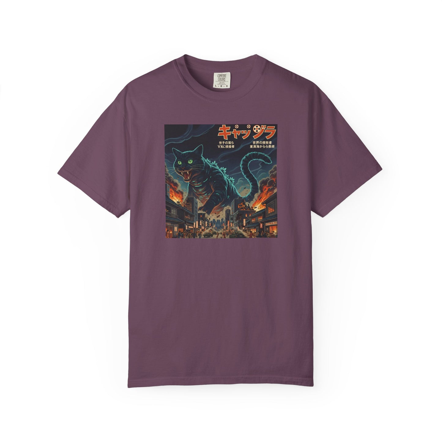 Giant Neon Cat Rampage T-Shirt | Retro City Kaiju Artwork