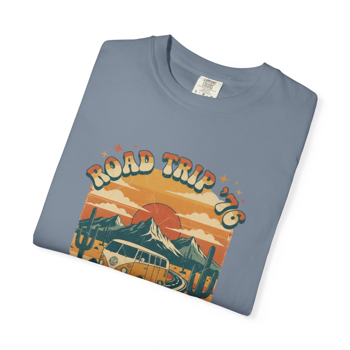 Road Trip '76 T-shirt | Vintage Camper Van Sunset Graphic