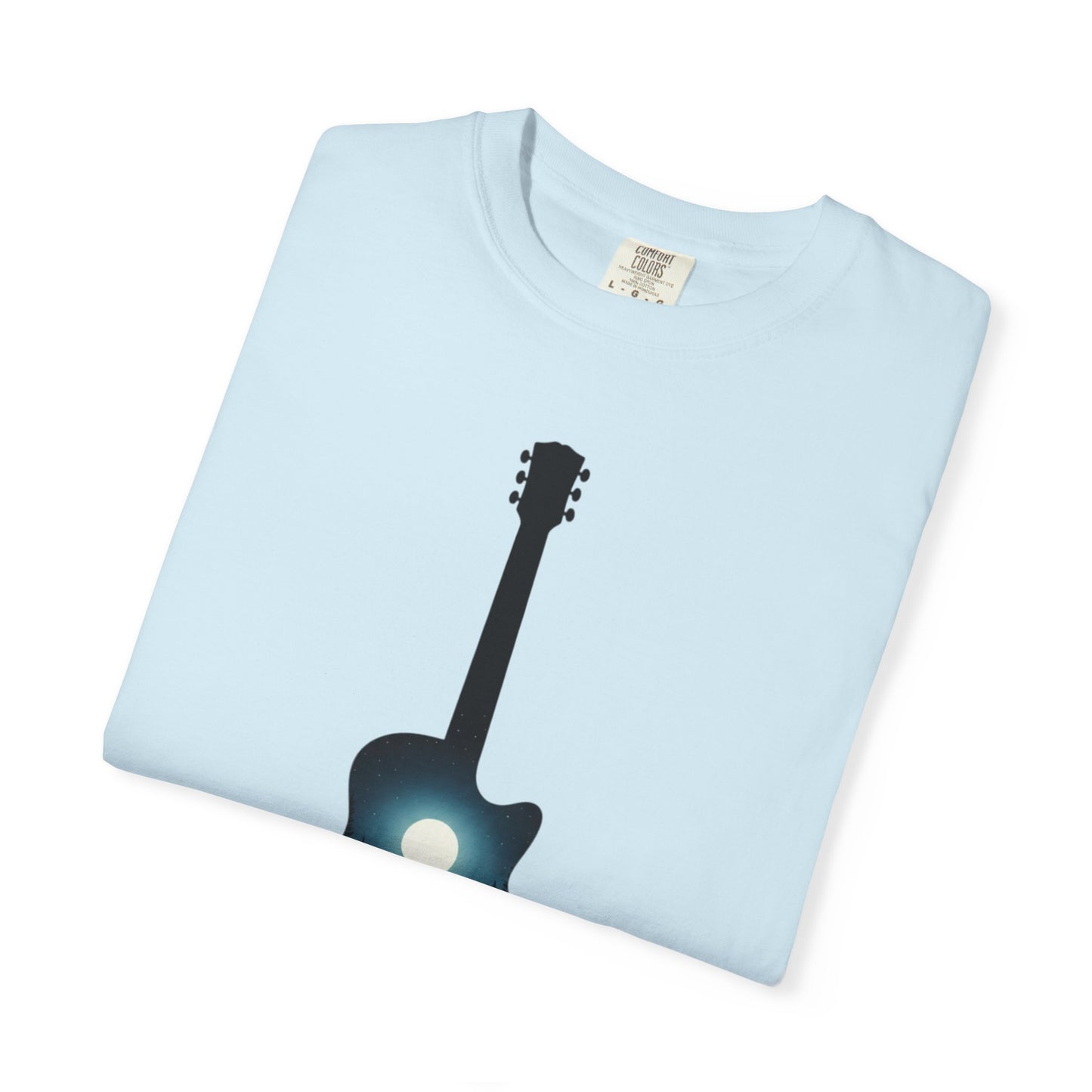 Moonlit Acoustic Guitar T-Shirt | Night Sky Guitar Silhouette