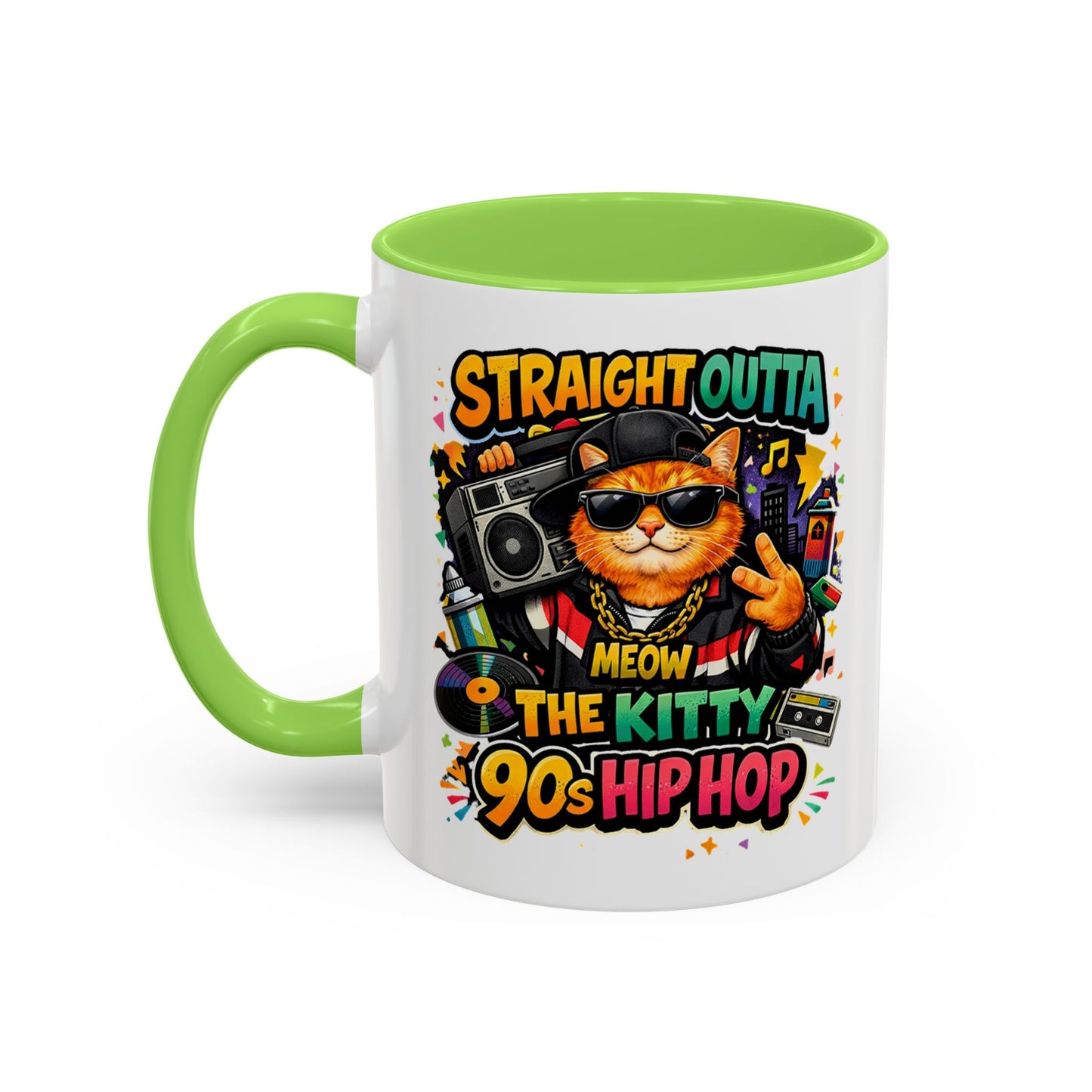 Straight Outta Meow The Kitty 90s Hip Hop Mug | Color Accent