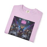 Feline Groove DJ Cat Illustration T-Shirt | Retro Neon Club Scene