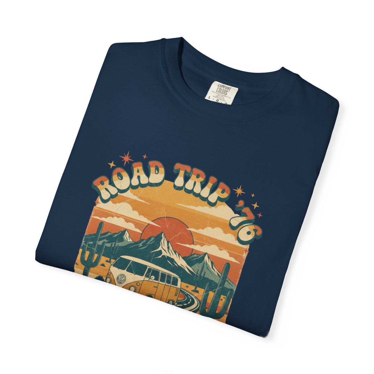 Road Trip '76 T-shirt | Vintage Camper Van Sunset Graphic