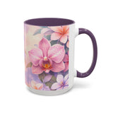 Tropical Orchid Floral Mug | Accent Coffee Mug 11oz 15oz