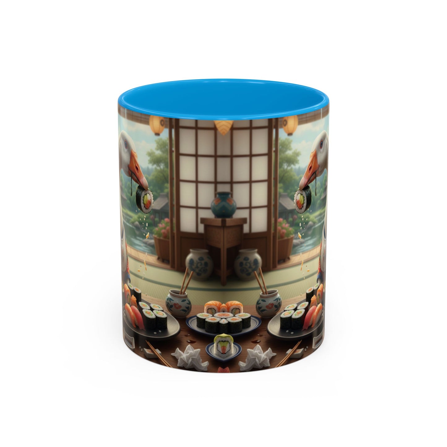 Goose with Sushi Mug | Japanese Tea Room Illustration