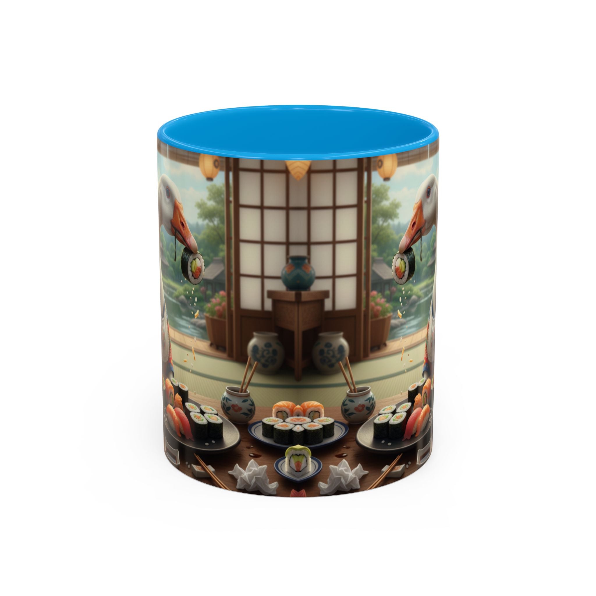 Goose with Sushi Mug | Japanese Tea Room Illustration