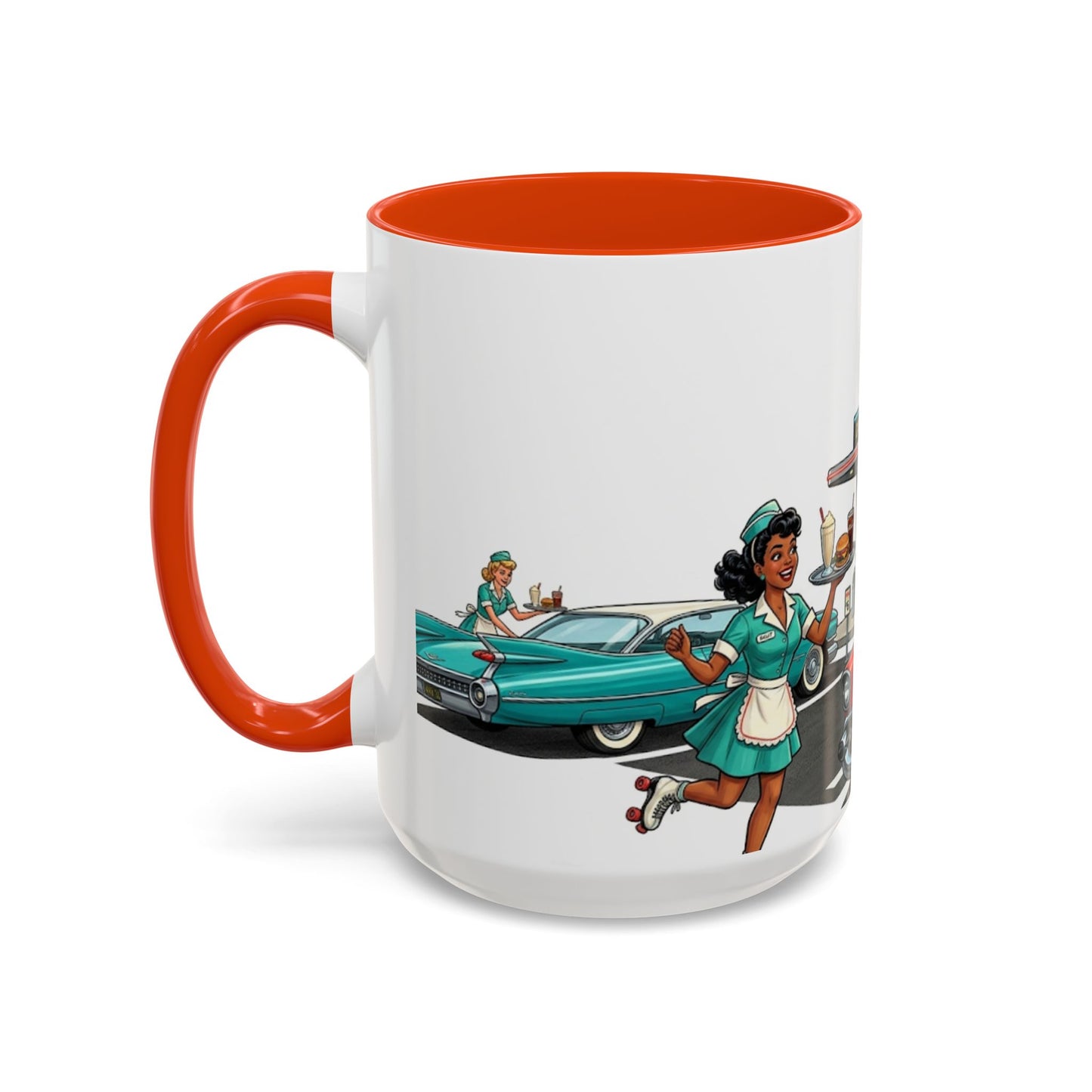 1950s Diner Scene Mug | Retro Car Hop Coffee Cup