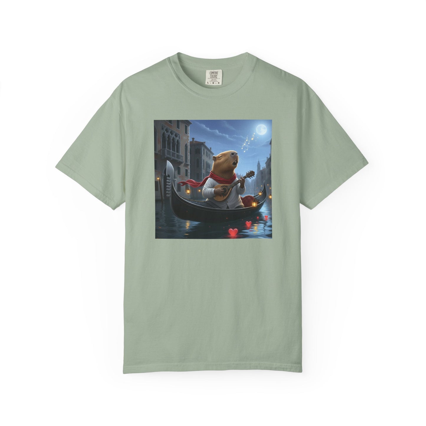 Capybara Gondolier Venice Night T-shirt | Romantic Venetian Canal Illustration