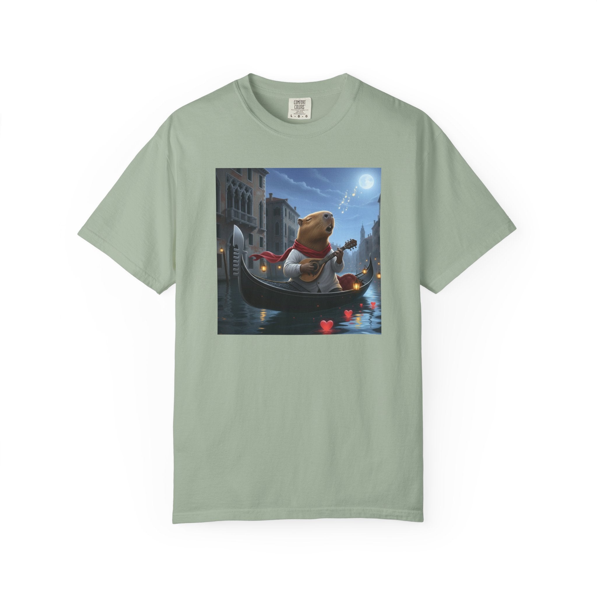 Capybara Gondolier Venice Night T-shirt | Romantic Venetian Canal Illustration