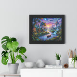 Celestial River Journey Digital Art Print - Whimsical Fantasy Landscape with Floating Castle, Glowing Forest