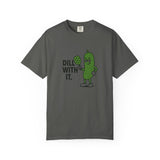 Dill With It Pickle Character T-shirt | Funny Vegan Food Pun Tee