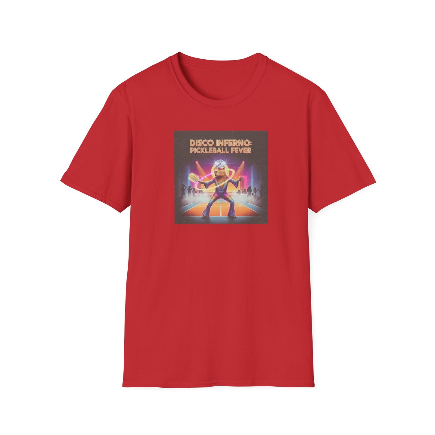 Disco Inferno Capybara Pickleball Fever T-Shirt | Retro 70s Dance Court Graphic