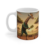 Giraffe Playing Pickleball Mug | Animal Sports Novelty Coffee Cup