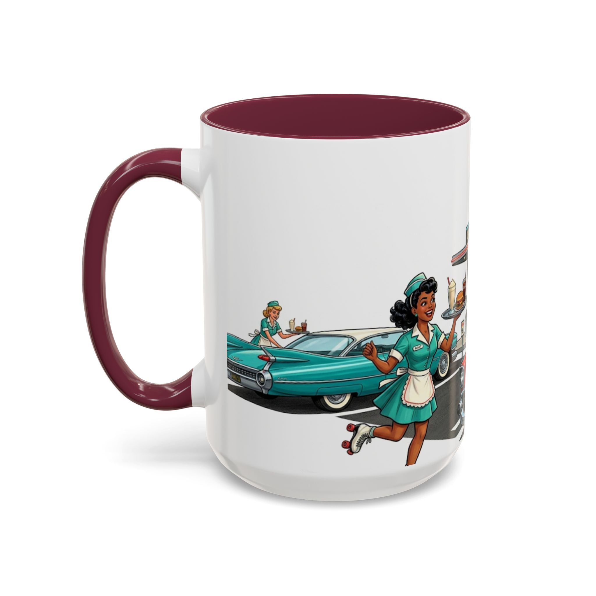 1950s Diner Scene Mug | Retro Car Hop Coffee Cup
