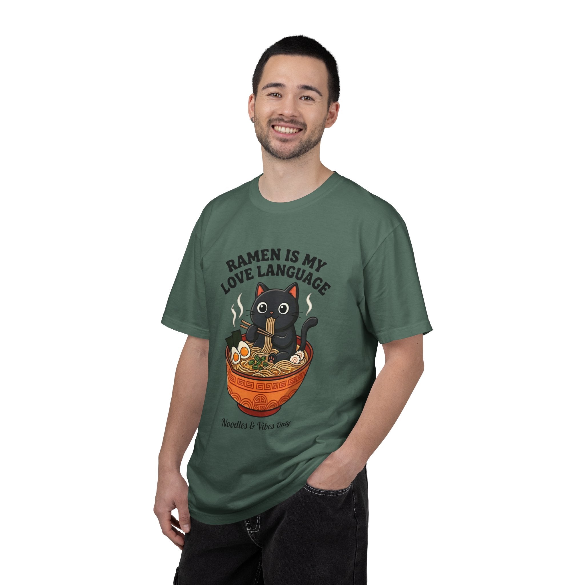 Ramen Is My Love Language T-shirt | Cat in Ramen Bowl Noodles Vibes Tee