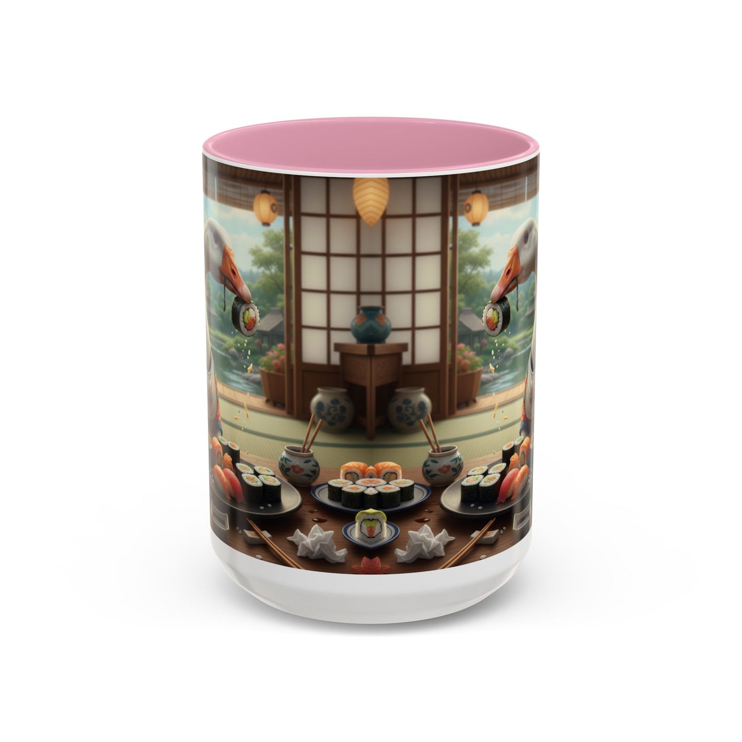 Goose with Sushi Mug | Japanese Tea Room Illustration