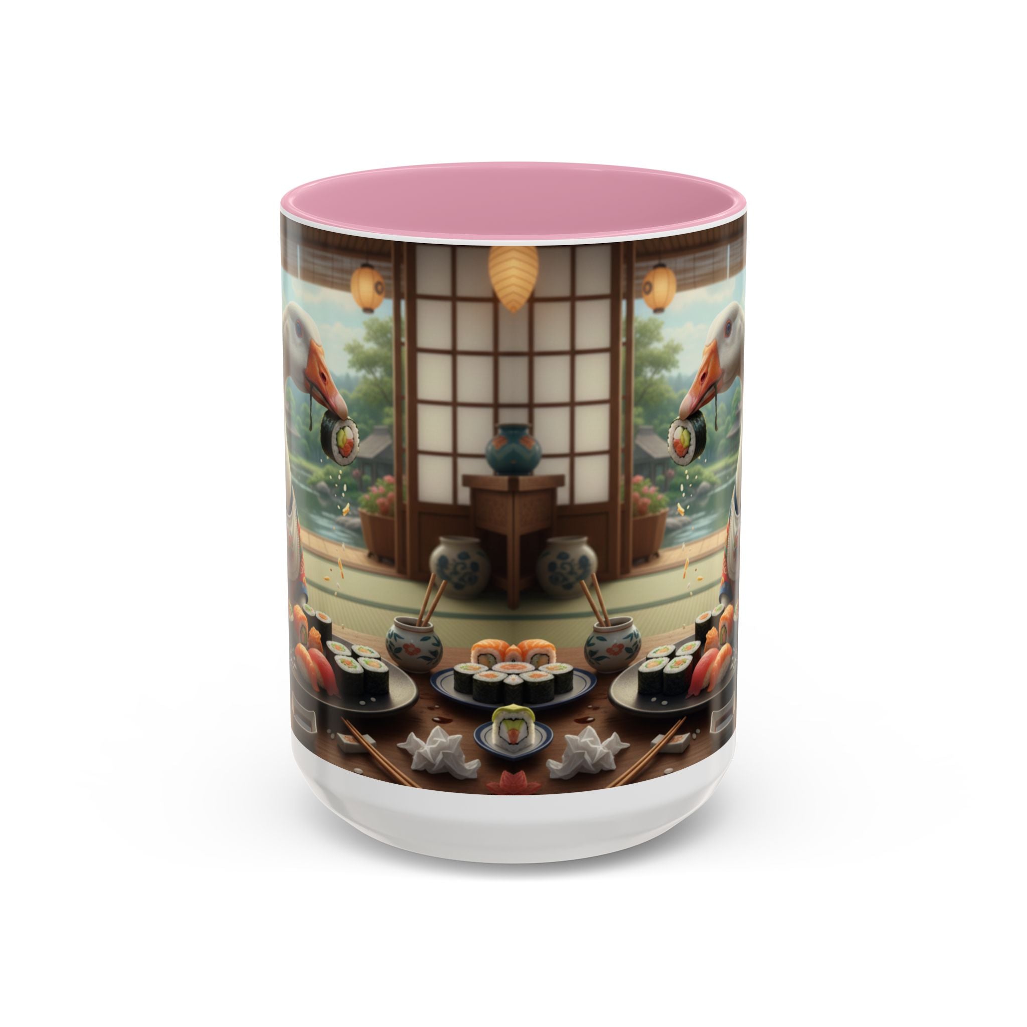 Goose with Sushi Mug | Japanese Tea Room Illustration