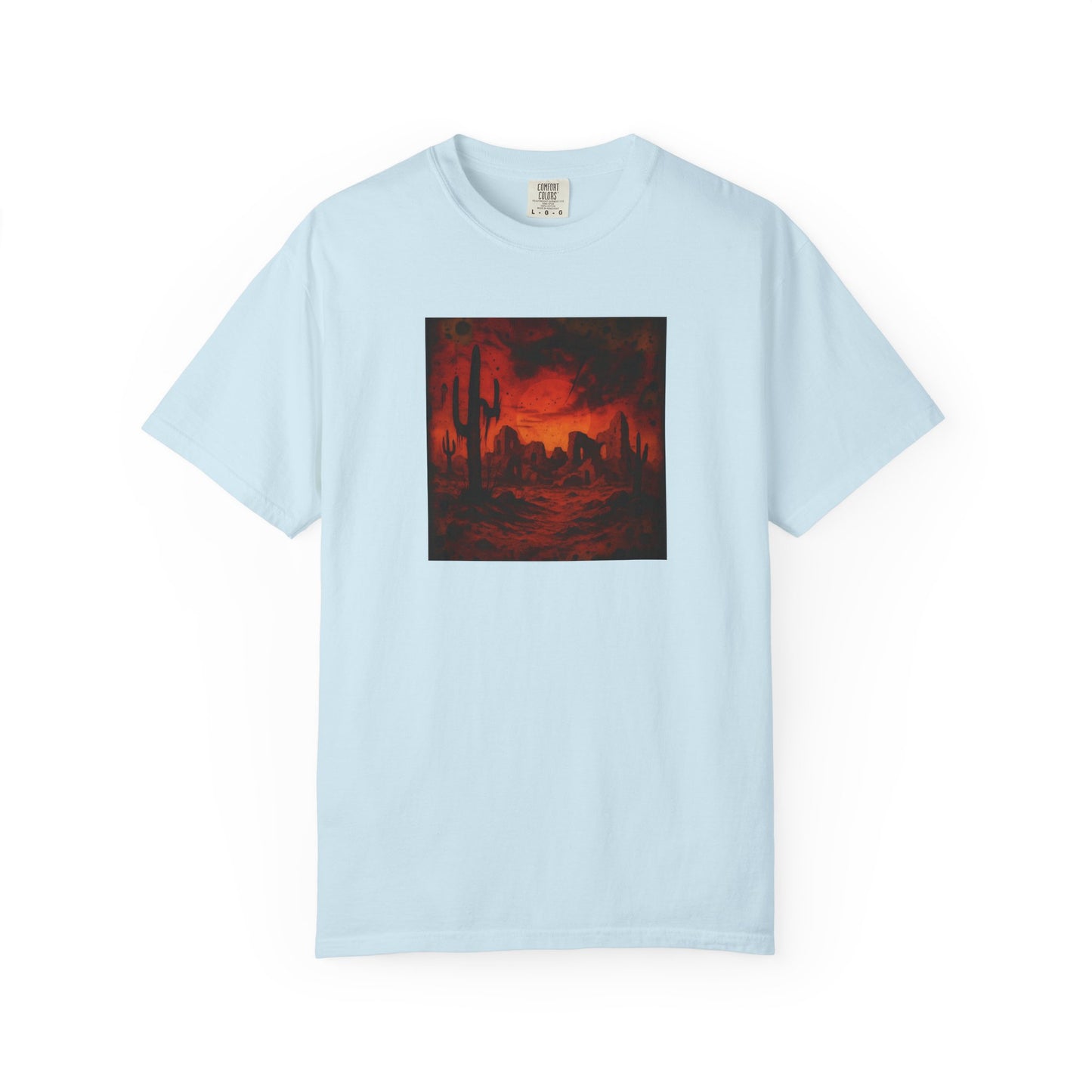 Red Desert Sunset T-shirt | Cactus Landscape, Moody Western Scene